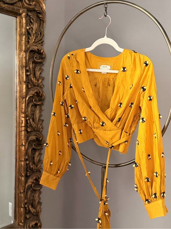 Maeve Tops - Anthropologie Maeve Embroidered Bee Wrap Top